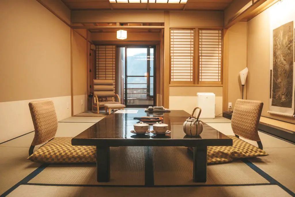 brown wooden table near window tatami room