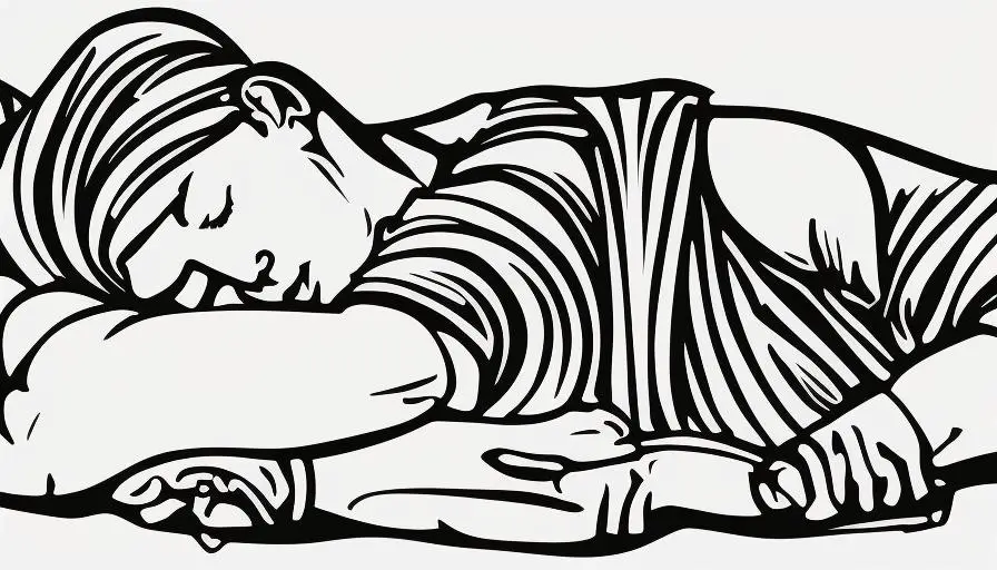 Best Arm Position For Side Sleeping 4 An image showcasing a person side-sleeping with one arm extended straight beneath their pillow, while the other arm rests comfortably along their side, bent at a slight angle