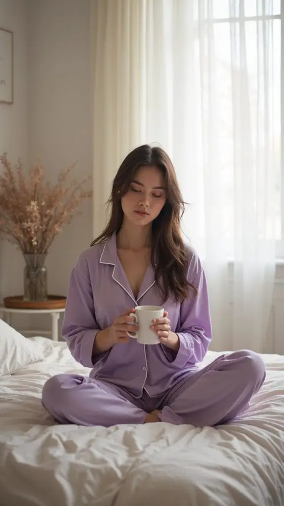 Parisian Chic: Dreamy Bedroom Style & Sleepwear Essentials 8 lavender satin pajamas elegance