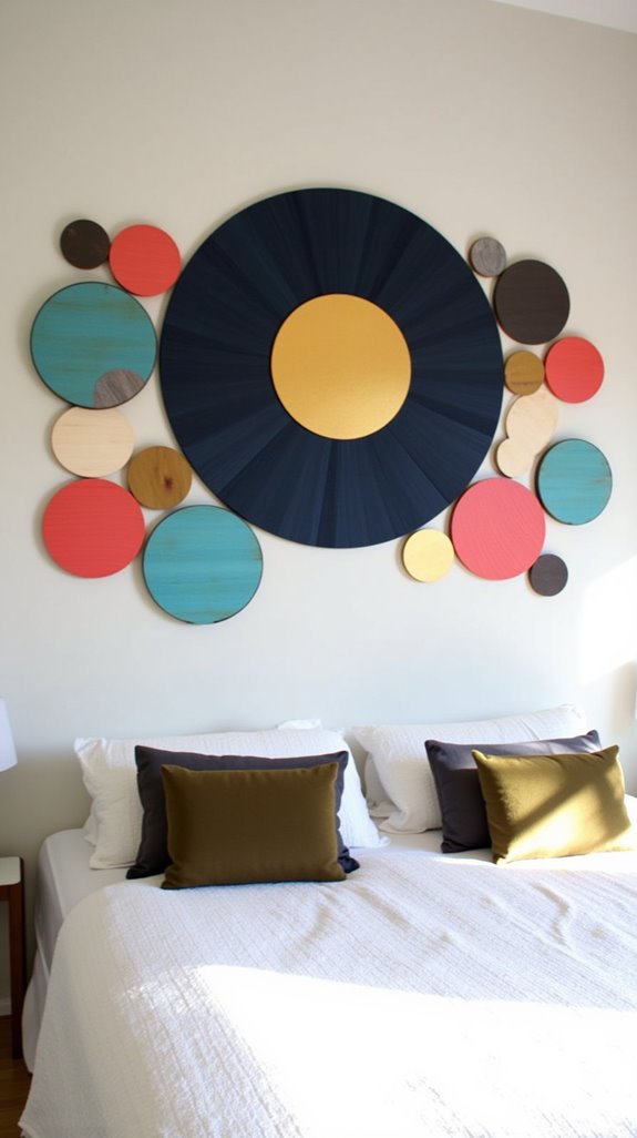 colorful wood circle art