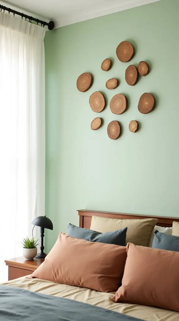 12 Raw Wood Disc Wall Art For Serene Bedrooms 6 cozy wood and color harmony