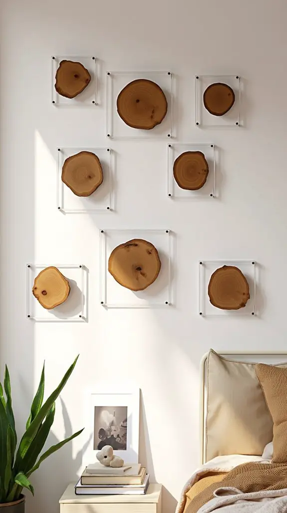 7 Natural Wood Disc Wall Art Display Ideas 6 floating frames for discs