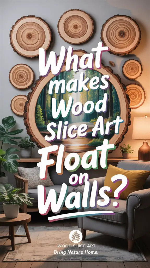 floating wood slice decor