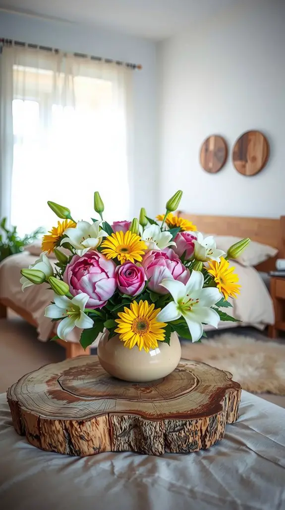 15 Timeless Round Wood Wall Art Patterns 3 floral arrangements on wood