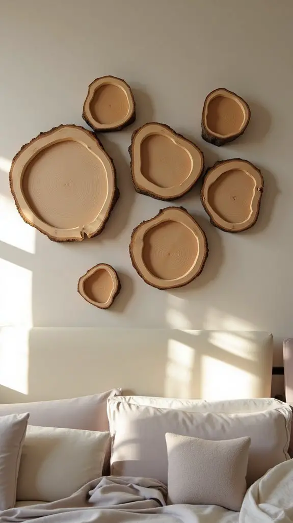 Timeless Wood Slice Patterns For Natural Gallery Walls 6 framed rustic circle arrangements
