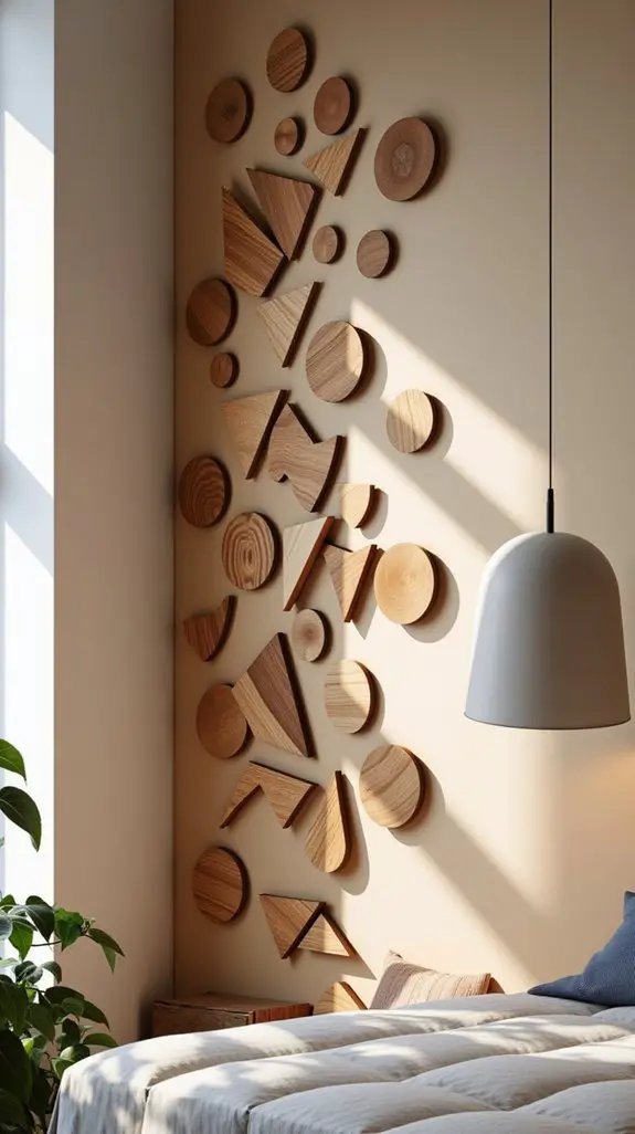 7 Natural Wood Disc Wall Art Display Ideas 3 geometric wood disc decor