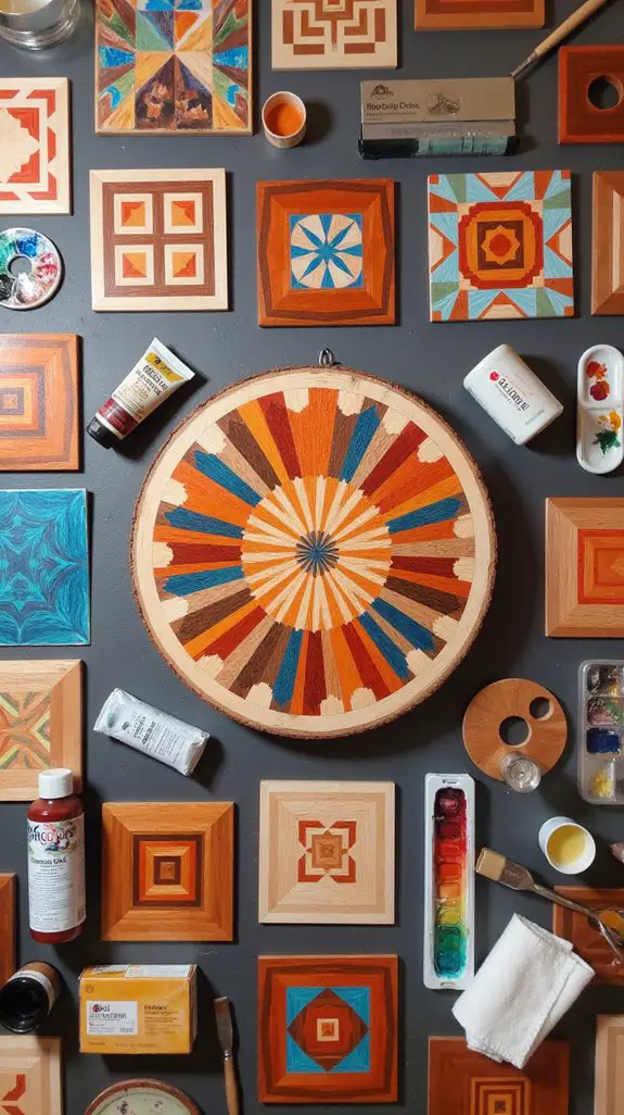 geometric wood slice art