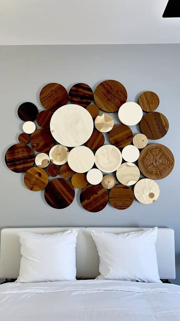 geometric wooden disc display