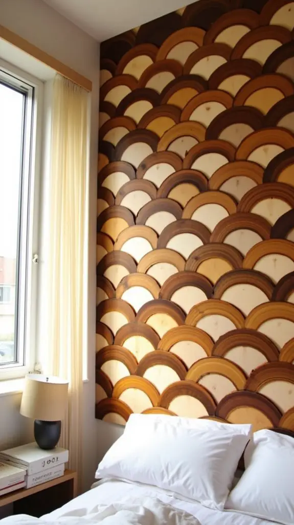 14 Natural Wood Slice Patterns For Statement Walls 8 half circle wall design