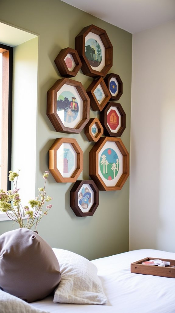 hexagonal frame wall decor