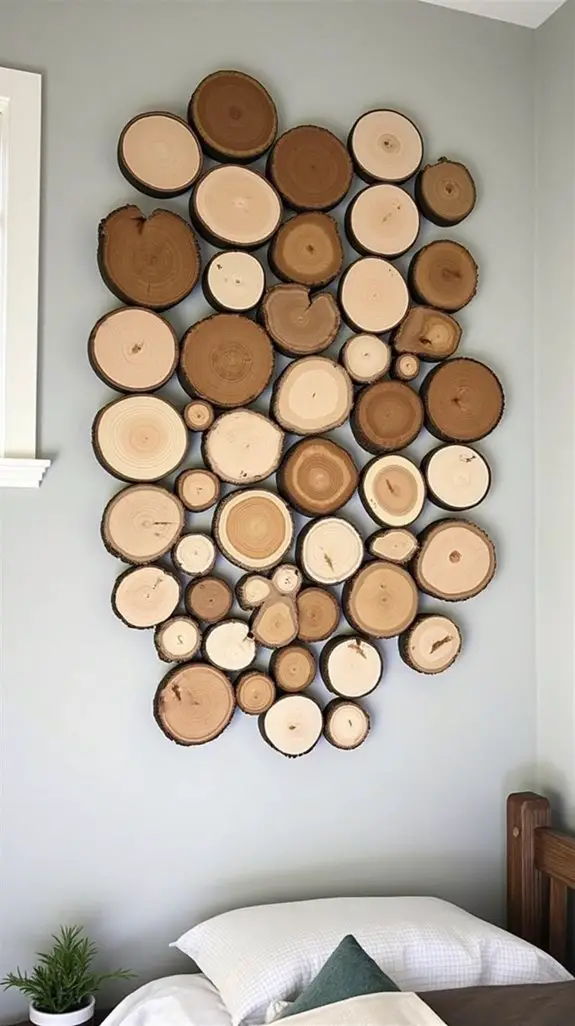 7 Natural Wood Disc Wall Art Display Ideas 2 layered wood disc decor
