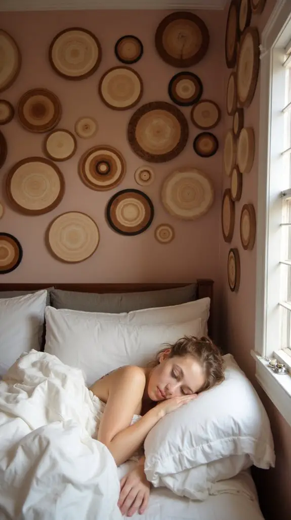 15 Serene Wooden Disc Wall Arrangements For Bedrooms 4 layered wooden circle decor