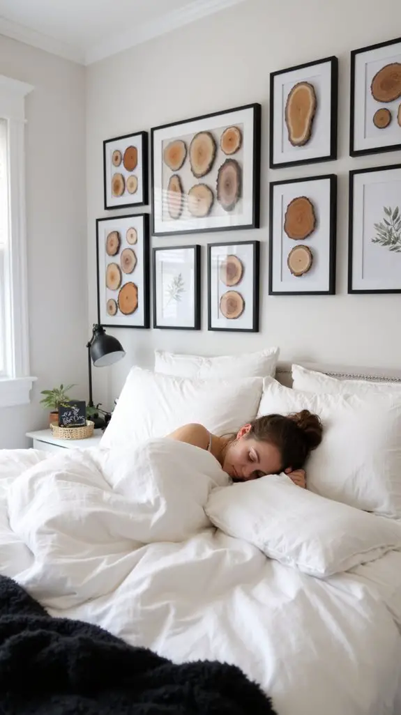 11 Best Natural Wood Slice Gallery Wall Ideas 7 minimalist black and white decor