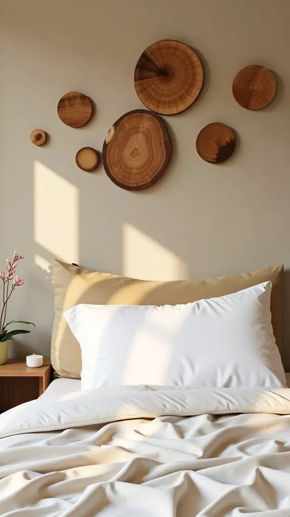 12 Raw Wood Disc Wall Art For Serene Bedrooms 7 minimalist wood disc designs