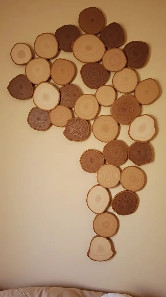 7 Natural Wood Disc Wall Art Display Ideas 4 monochromatic minimalist wood art