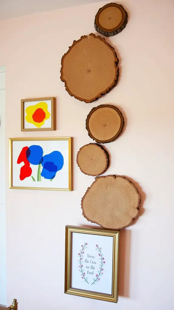 10 Natural Wood Slice Gallery Ideas For Walls 9 natural meets artistic decor