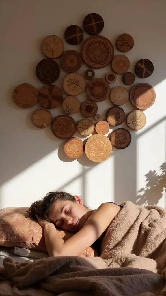 15 Serene Wooden Disc Wall Arrangements For Bedrooms 15 nature inspired disc decor ideas
