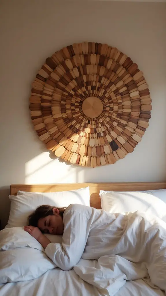 15 Serene Wooden Disc Wall Arrangements For Bedrooms 8 radial arrangement of discs