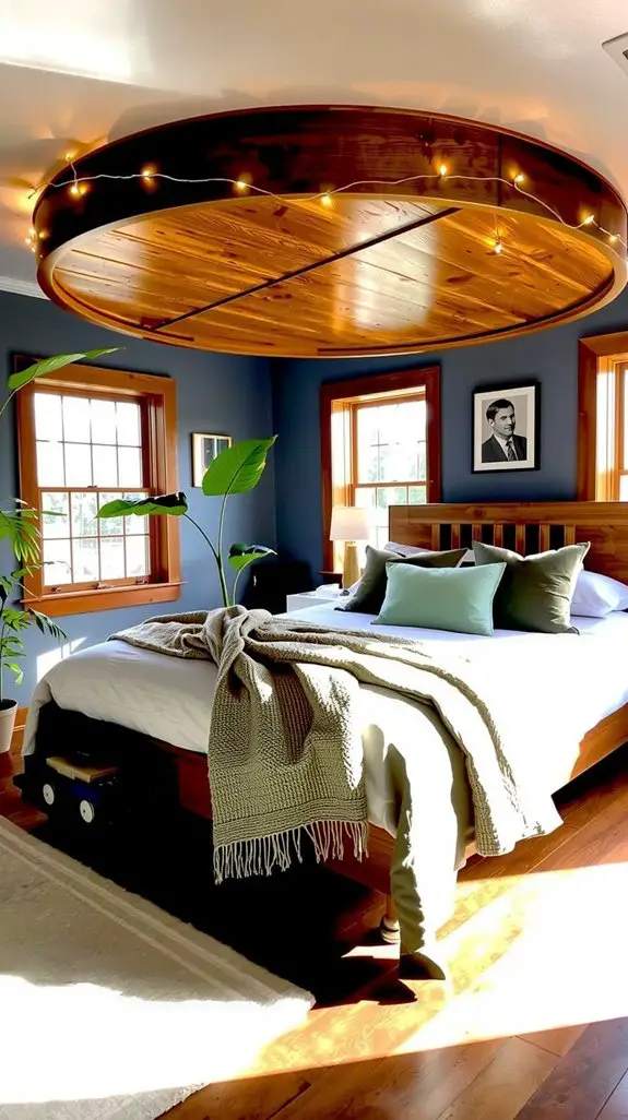 rustic round timber headboard