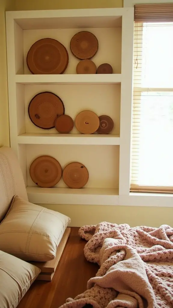 7 Natural Wood Disc Wall Art Display Ideas 5 rustic wood disc displays