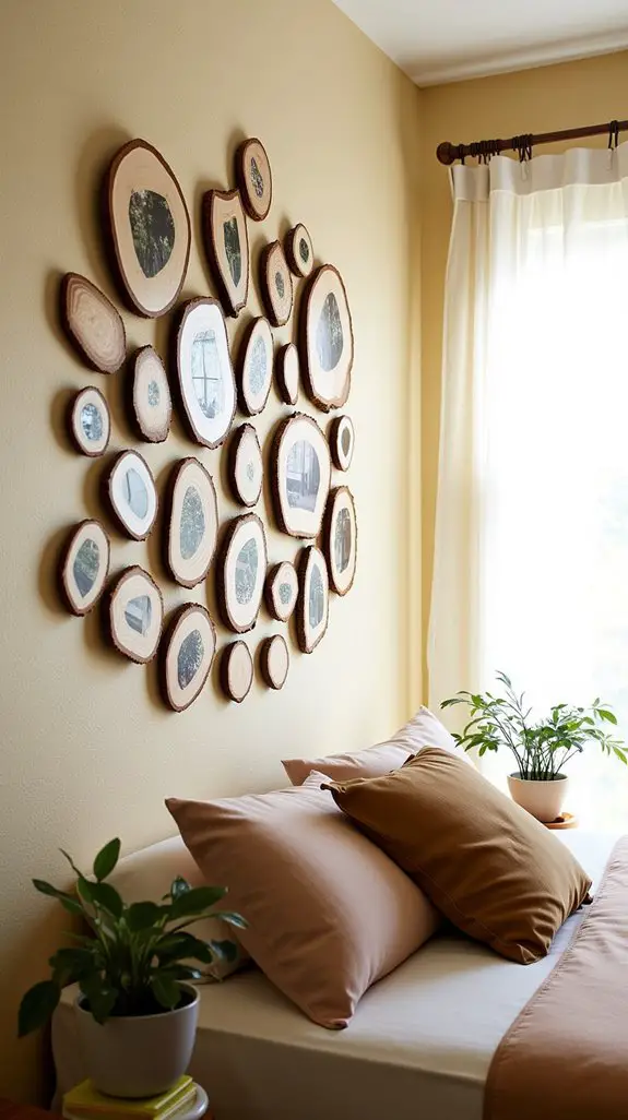 10 Natural Wood Slice Gallery Ideas For Walls 2 rustic wood slices decor