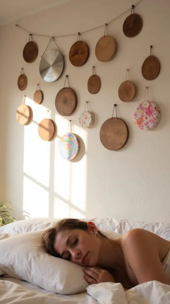 15 Serene Wooden Disc Wall Arrangements For Bedrooms 7 textured disc display ideas