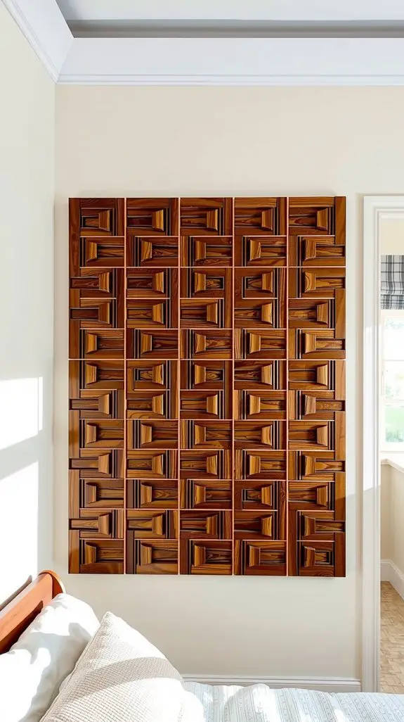 15 Timeless Round Wood Wall Art Patterns 12 textured wood grid elegance