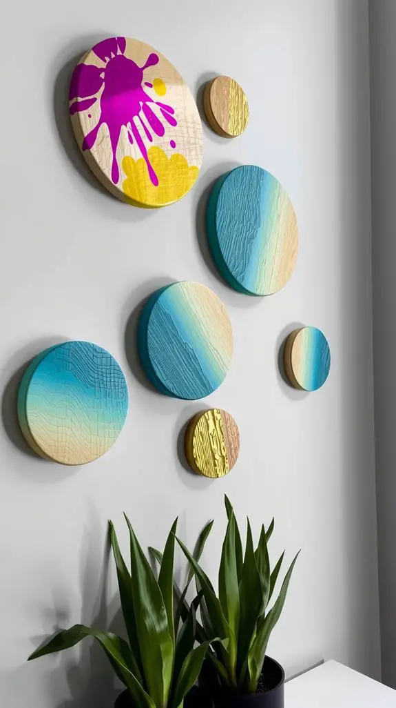 textured wood with vibrant paint