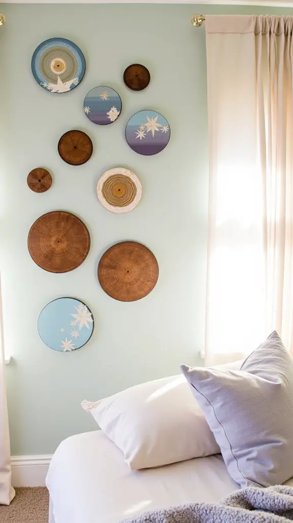 12 Raw Wood Disc Wall Art For Serene Bedrooms 12 transform wood with creativity