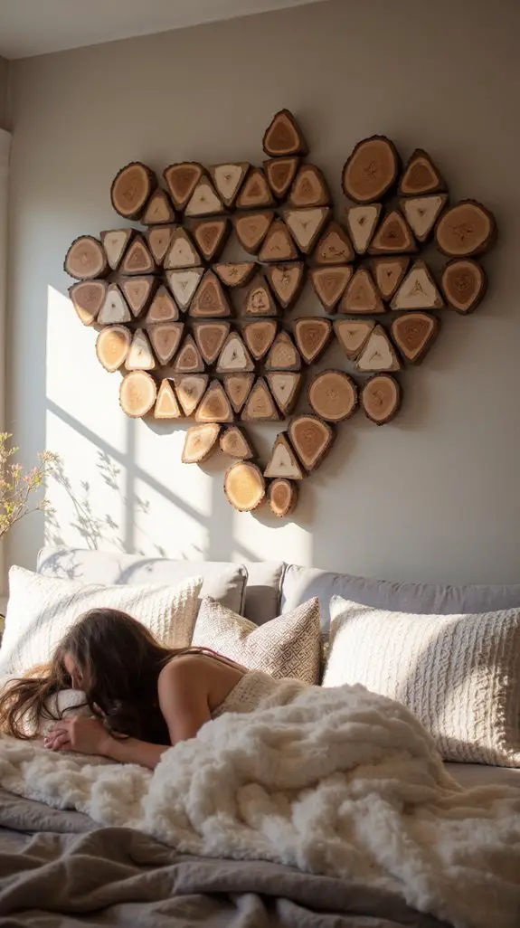 triangular wood slice decor