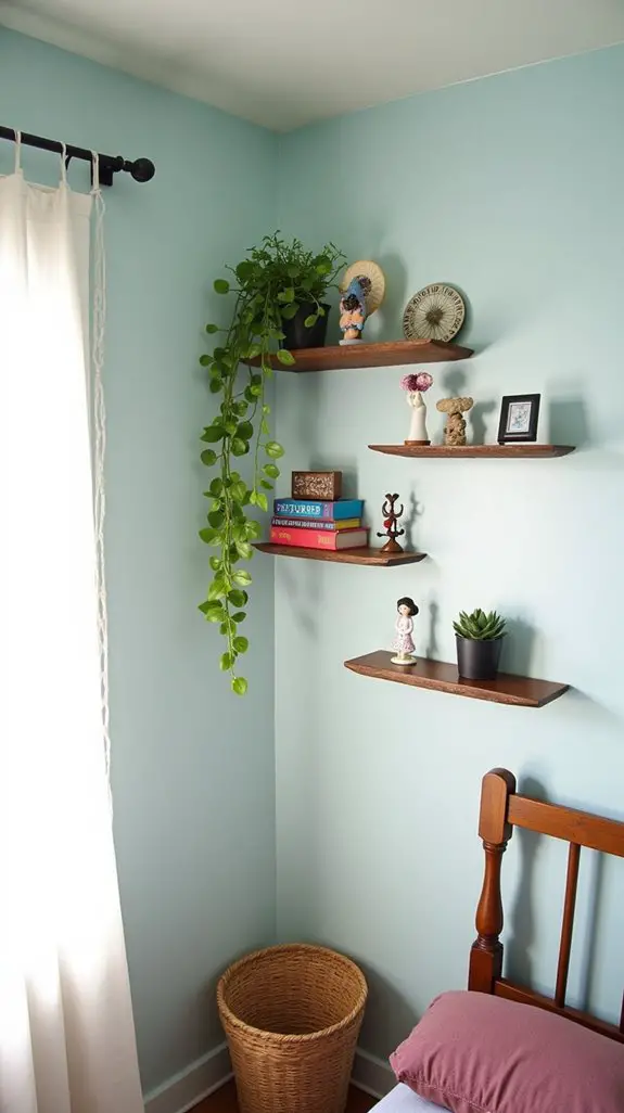 10 Serene Wood Slice Art Ideas For Bedrooms 8 unique floating wood shelves