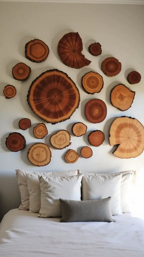 10 Natural Wood Slice Gallery Ideas For Walls 4 varying sizes and shapes