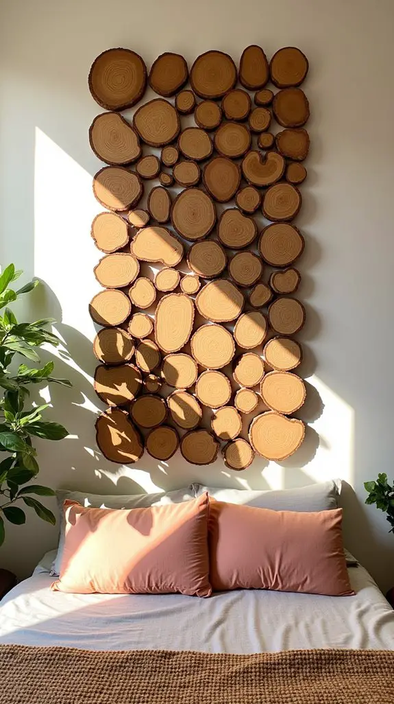 14 Natural Wood Slice Patterns For Statement Walls 7 vertical stacked wood slices