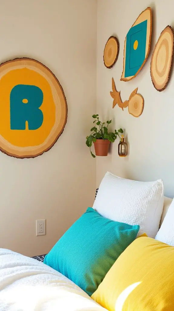10 Natural Wood Slice Gallery Ideas For Walls 5 vibrant color natural wood