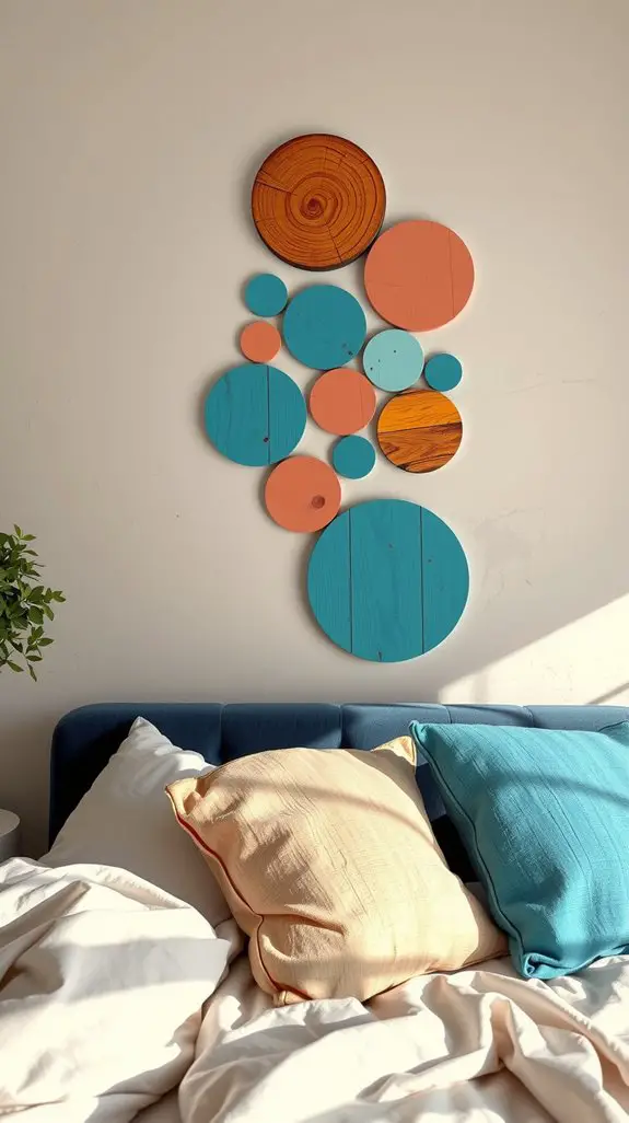 15 Timeless Round Wood Wall Art Patterns 9 whimsical distressed ombre circles