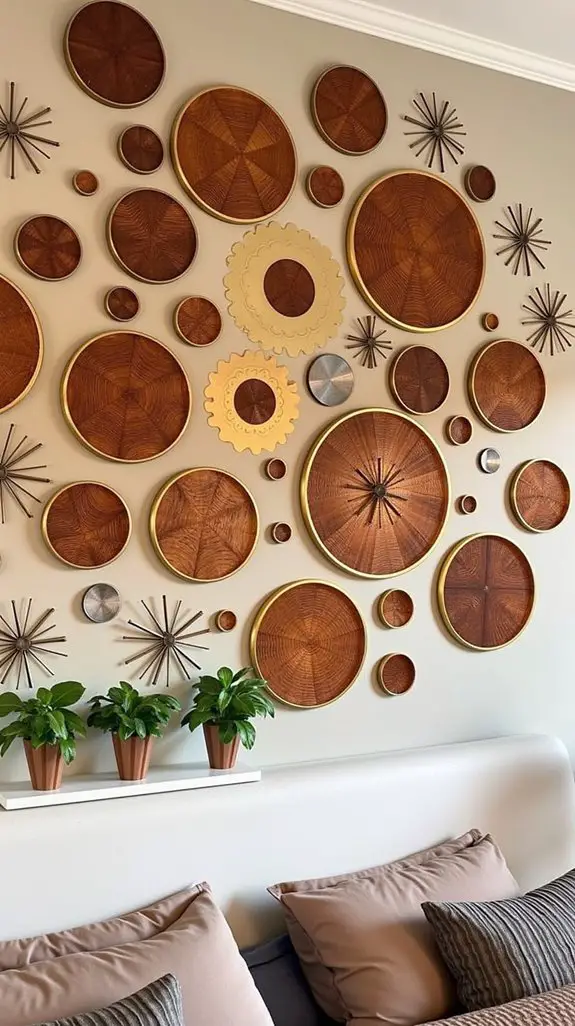 7 Natural Wood Disc Wall Art Display Ideas 7 wood and metal decor