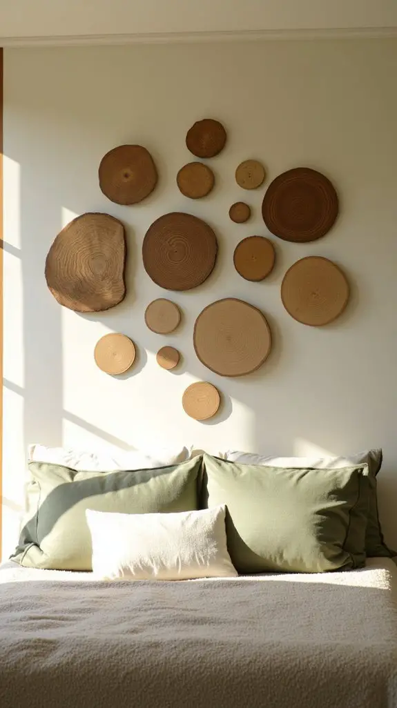 12 Raw Wood Disc Wall Art For Serene Bedrooms 3 wood disc size variations