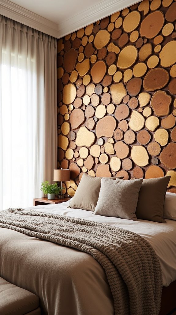 wood slice accent wall