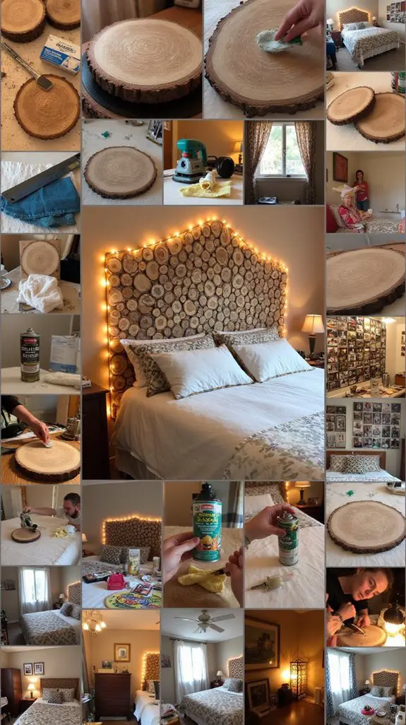 wood slice headboard tutorial