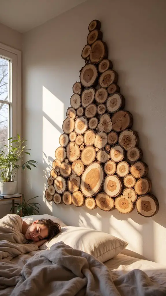 wood slice pyramid centerpiece
