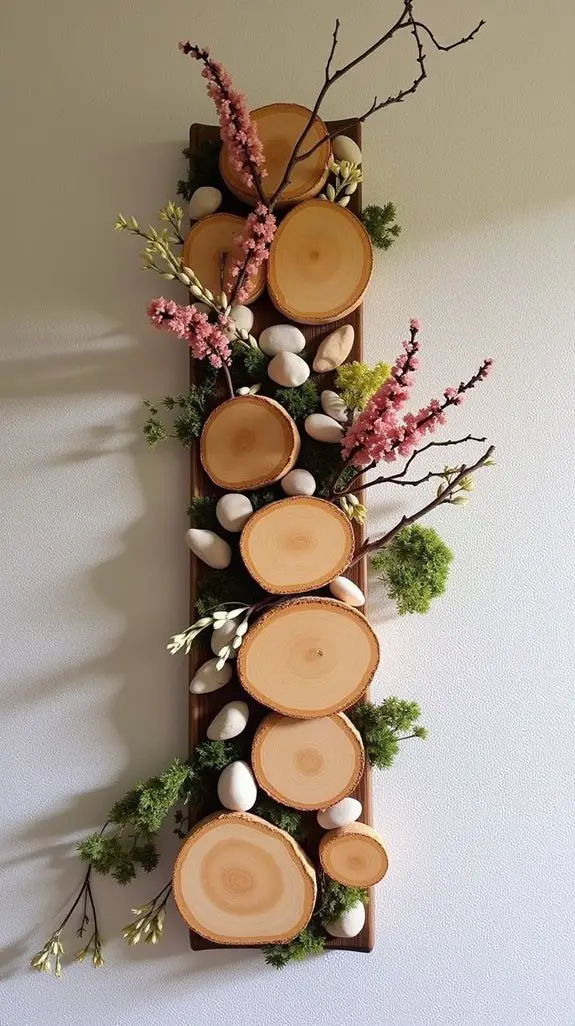 10 Natural Wood Slice Gallery Ideas For Walls 6 wood slices with nature