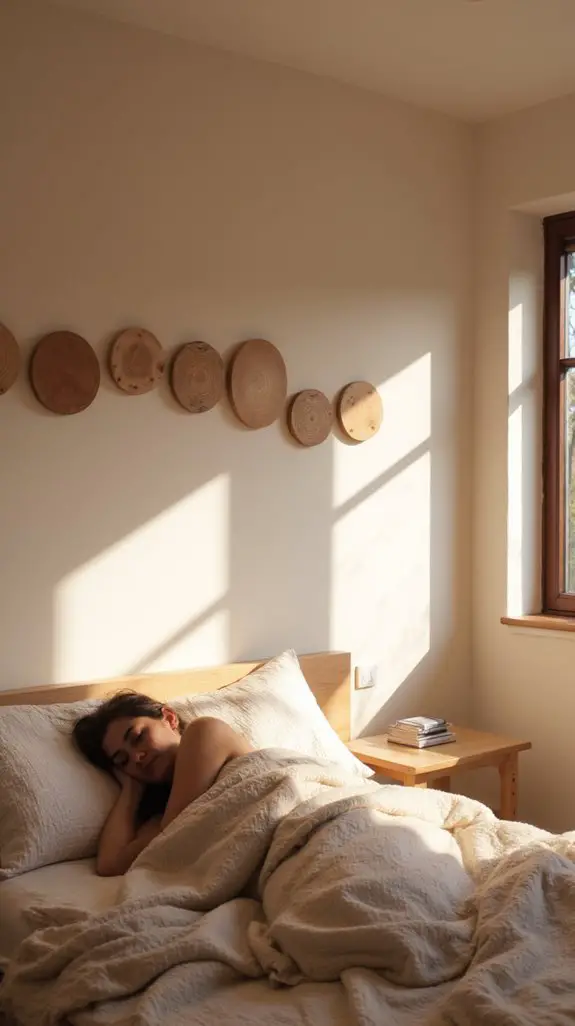 15 Serene Wooden Disc Wall Arrangements For Bedrooms 11 wooden discs wall decor