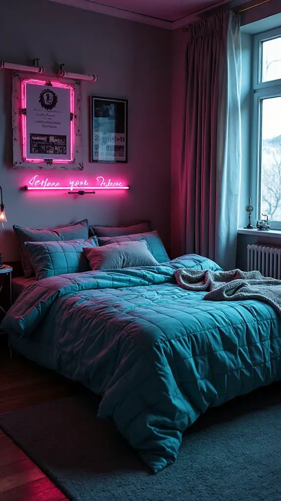 7 Neon-Soaked Bedroom Ideas for Cyberpunk Dreams 7 neon themed bedding innovations