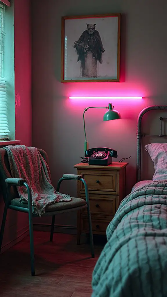 7 Neon-Soaked Bedroom Ideas for Cyberpunk Dreams 6 vintage meets cyberpunk contrast